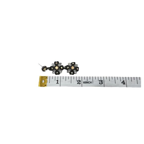 Earrings Dangle Rhinestones AB Color Accents Antiqued Silver Tone Romantic Boho - Picture 8 of 8